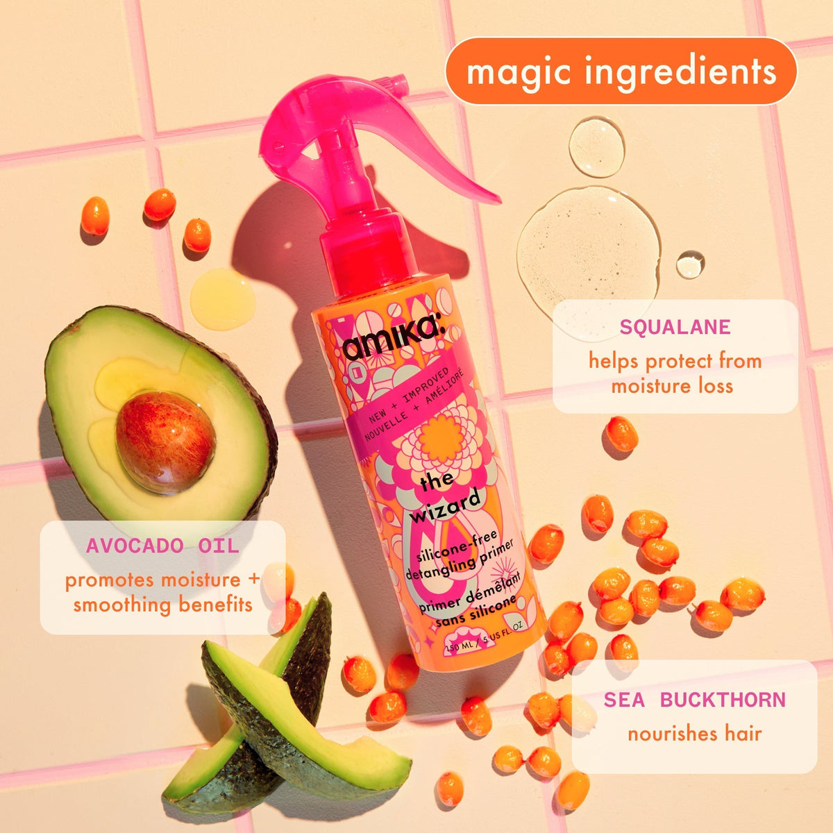 the wizard: silicone-free detangling hair primer | amika pro