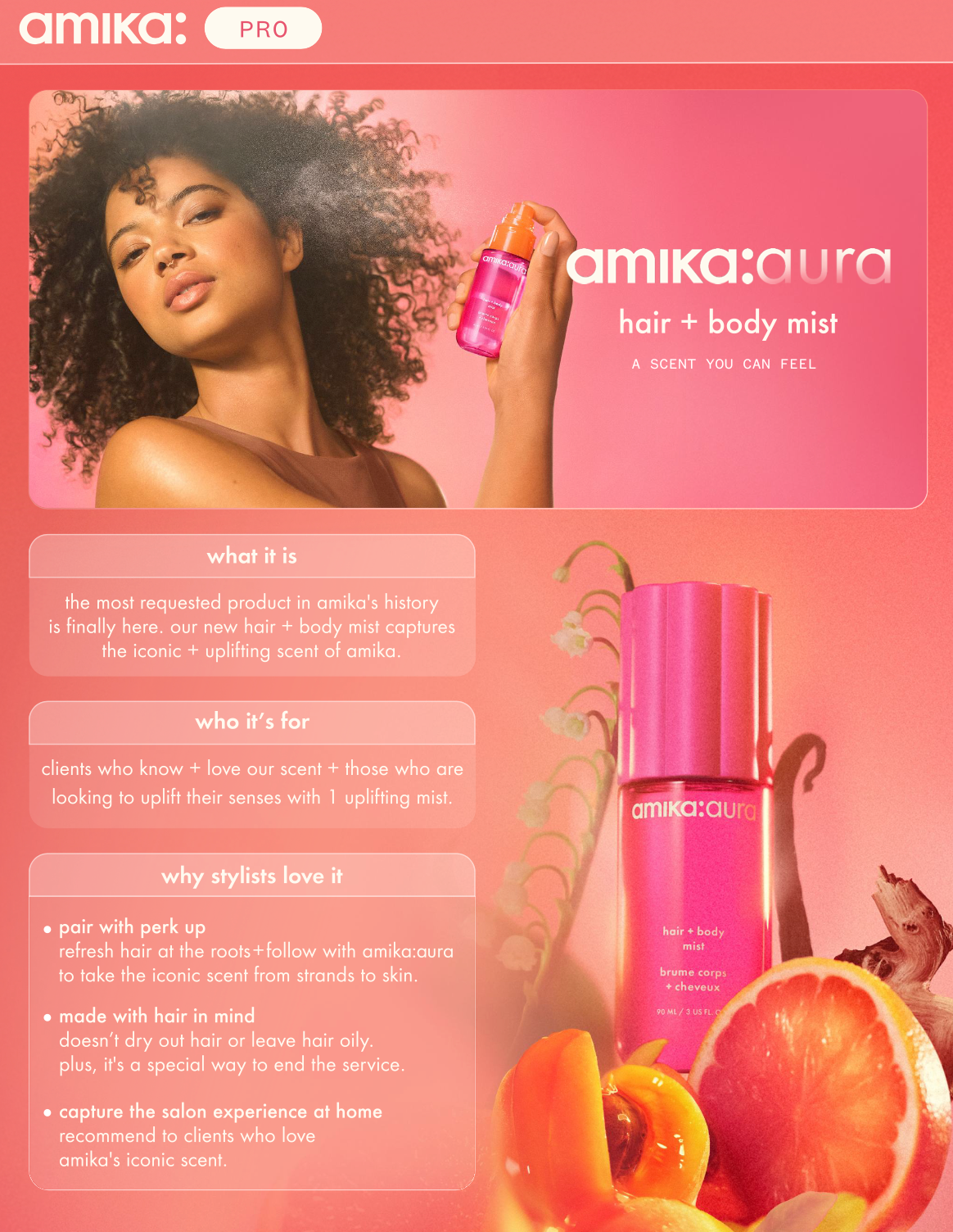 amika:aura hair + body mist pro sell sheet