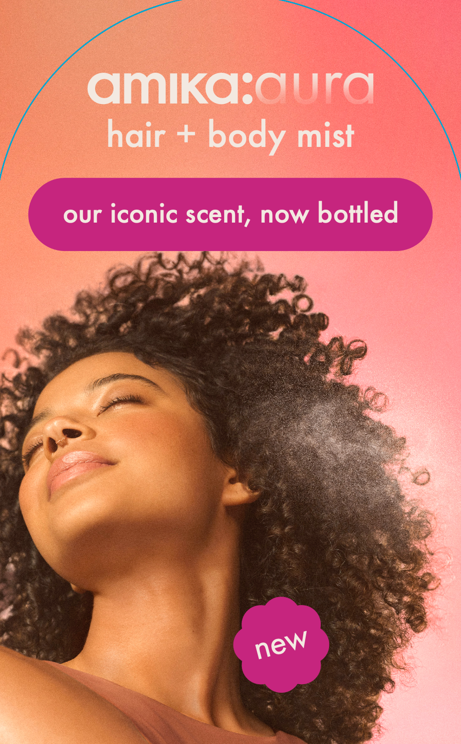 shelf talker - amika:aura hair + body mist 5x8"