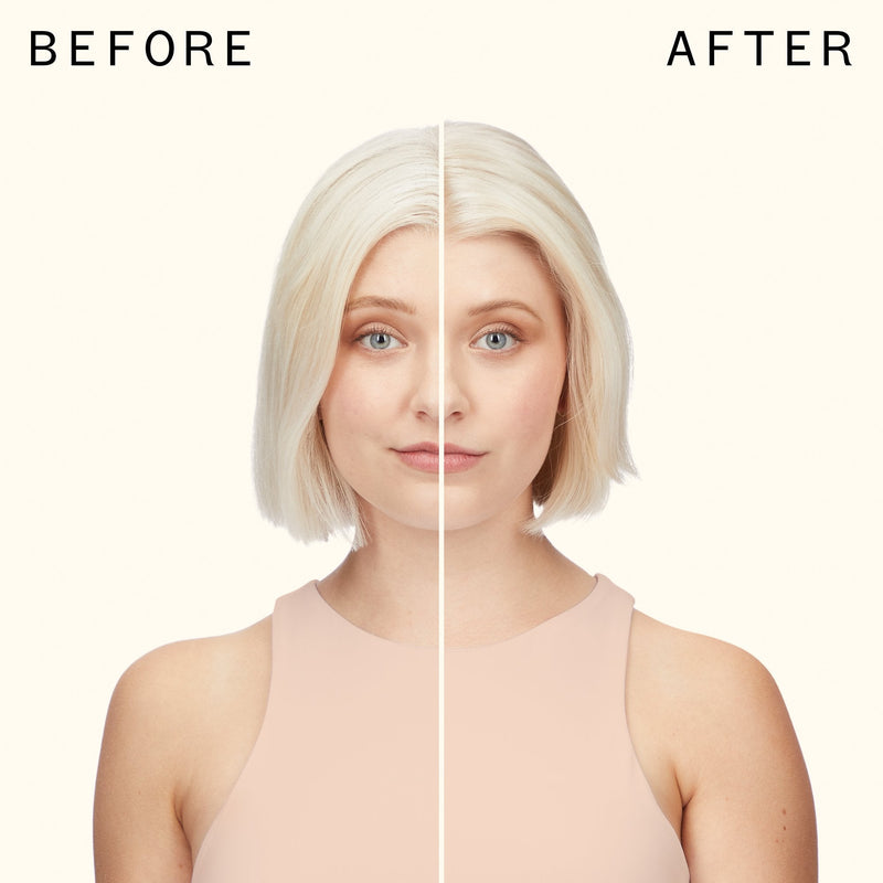 before and after using reset pink charcoal scalp cleansing oil | amika