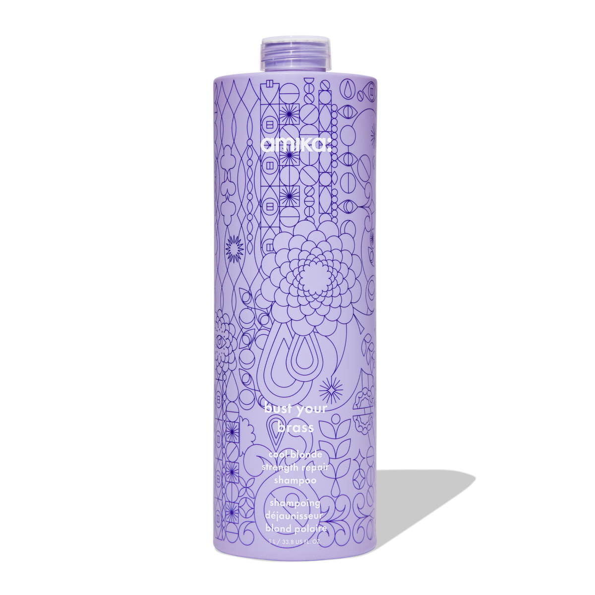 bust your brass: cool blonde strength repair shampoo | amika pro