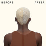 before and after using amika bust your brass | cool blonde repair shampoo