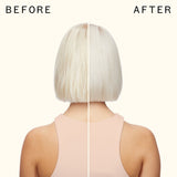 before and after using bust your brass | cool blonde intense repair hair mask