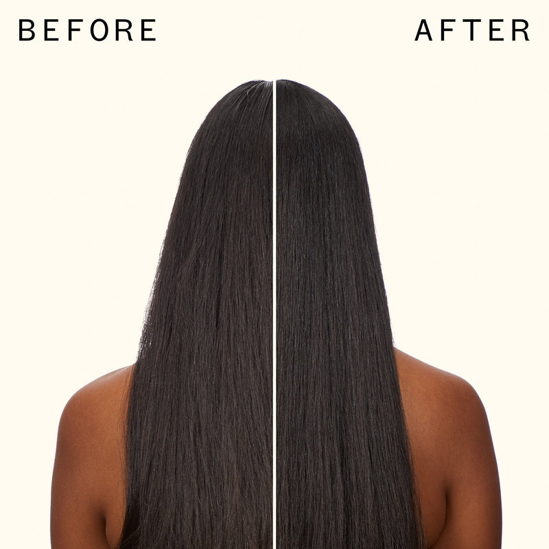 before and after using reset pink charcoal scalp cleansing oil | amika